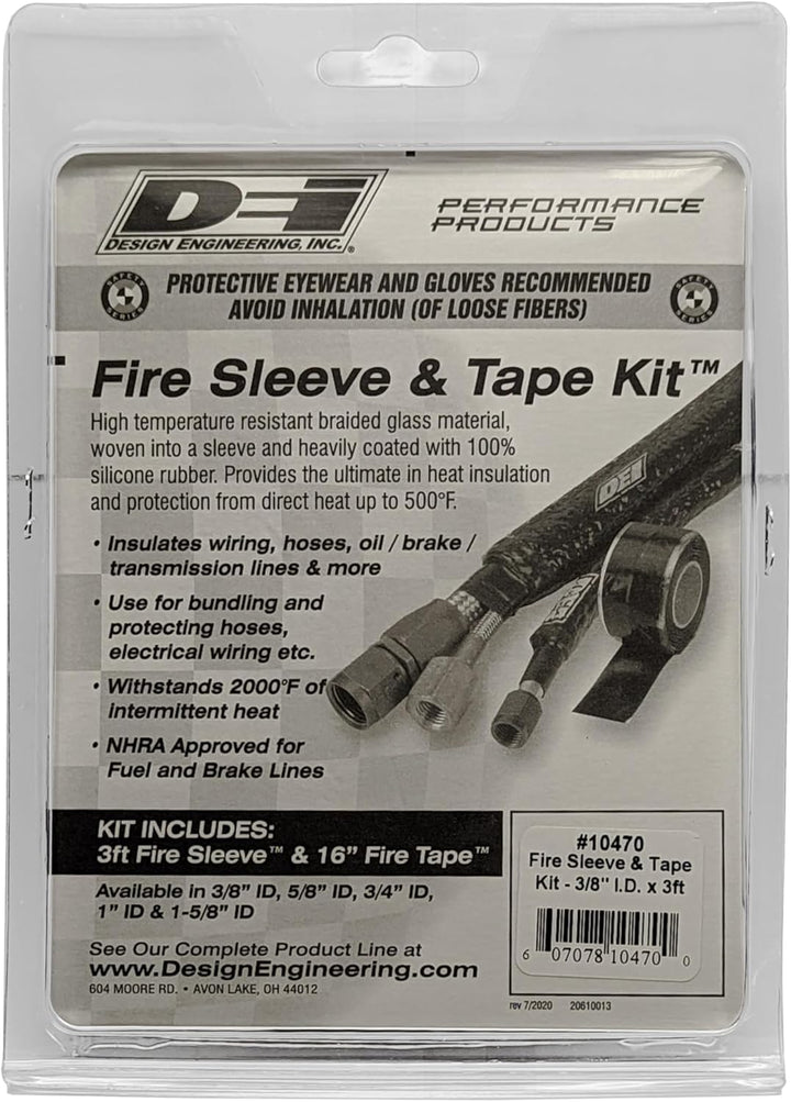 DEi Fire Sleeve and Tape Kit 3/8" I.D. x 3ft, 3/8" I.D. x 3ft