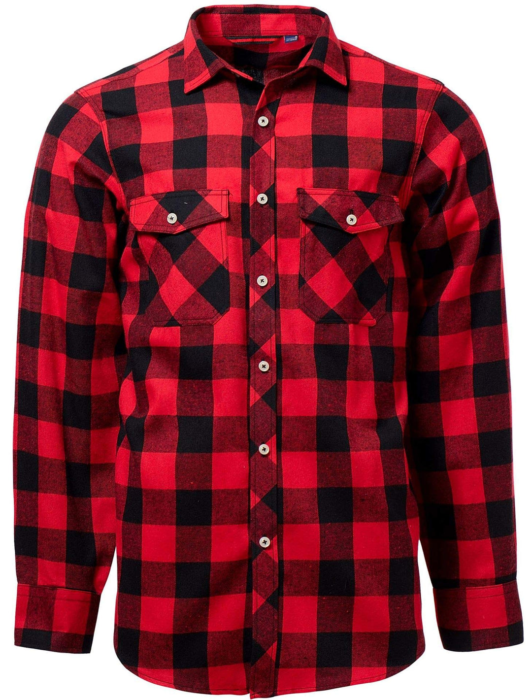 J.VER Herren Hemd Kariertes Freizeithemd Normale Passform Lange Ärmel Flanellhemden S Rot Schwarz, L