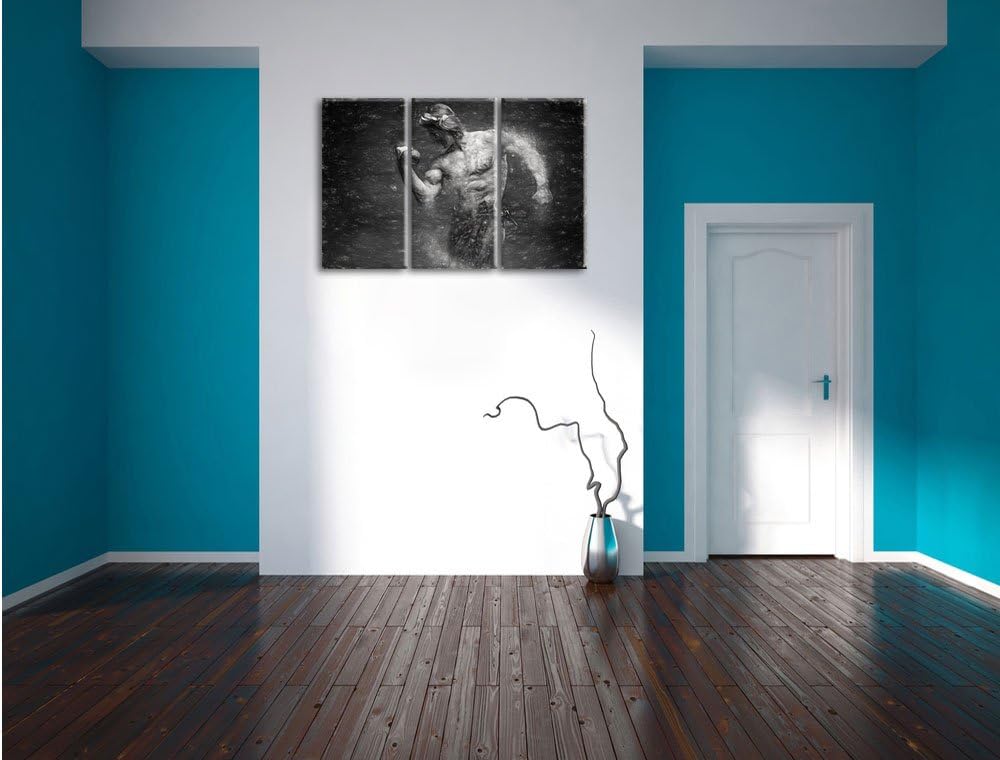 Pixxprint Sportler / 3-Teilig/Gesamtmass 120cm Leinwandbild bespannt auf Holzrahmen/Wandbild Kunstdr