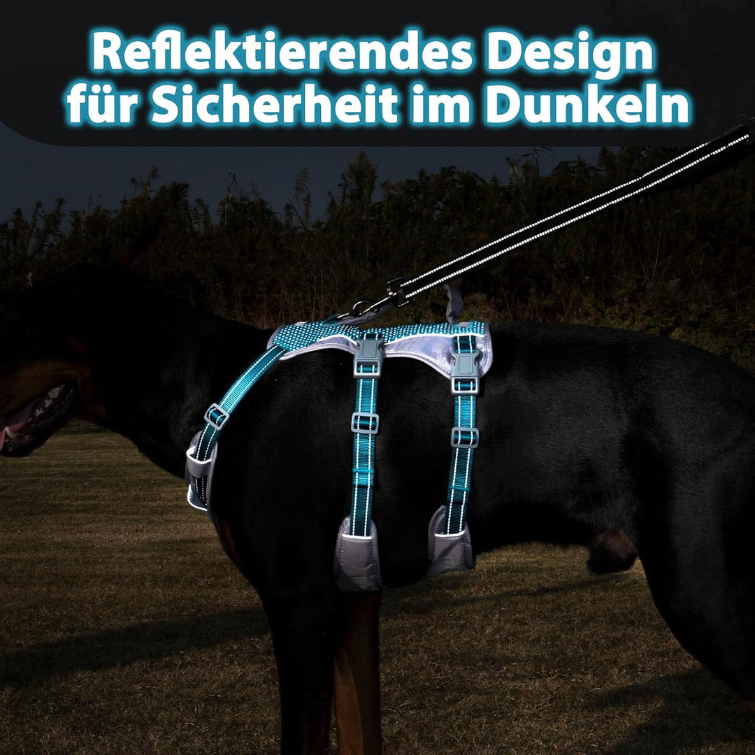 Huntboo Sicherheitsgeschirr Hund Ausbruchsicher, Panikgeschirr für Hunde, Reflektierendes Geschirr H