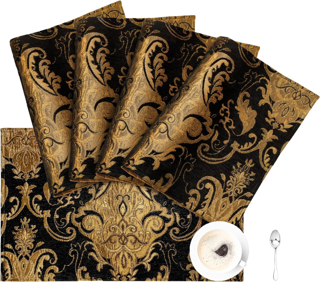 TOPLUXE Platzsets 4er Sets Jaquard Tischset Abwaschbar 30x45cm Platz-Matten für Esstisch Urlaub Part