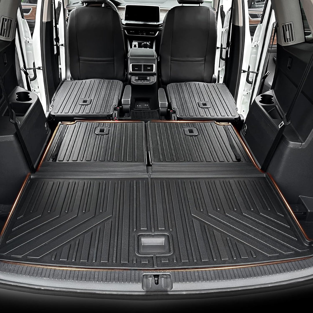 Kofferraummatte mit Rückenlehnenmatten für Volkswagen Atlas 2018–2024, Zubehör für 6/7-Sitze, Allwet