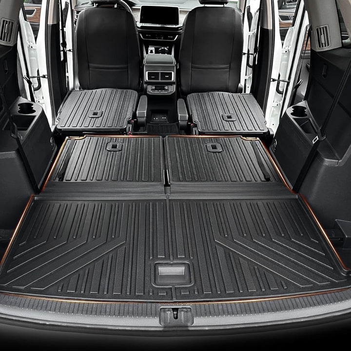 Kofferraummatte mit Rückenlehnenmatten für Volkswagen Atlas 2018–2024, Zubehör für 6/7-Sitze, Allwet