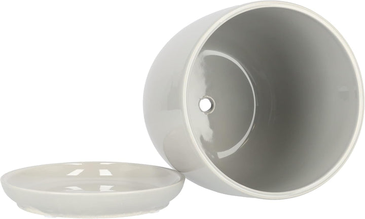 KOTARBAU® 2er Set Keramik Blumentopf Übertopf für Blumen Pflanzen ⌀ 13 cm mit Tropfschale Grau, Grau