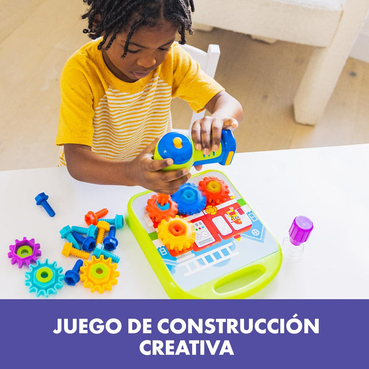 Learning Resources Design & Drill Zahnradwerkstatt, 55 Teile mit elektrischem Spielzeugbohrer, MINT-
