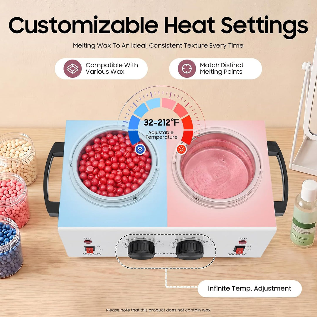 Doppelter Wachswärmer 200W, zur Haarentfernung, Wax Warmer Heater, Wachs Heizungs Maschine mit 2 Töp
