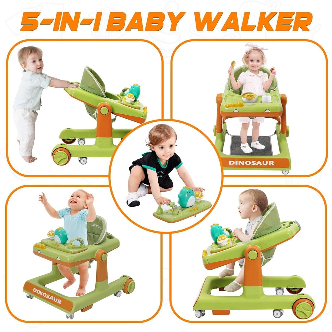 Lauflernwagen Baby Dinosaurier mit Musikalischem Spielset,Fussstütze,Höhenverstellbar,360° Geräuscha