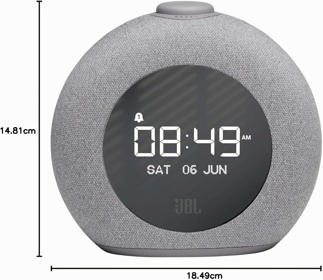 JBL Horizon 2 Radiowecker in Grau – Dual Wecksystem über Bluetooth, DAB+ und UKW Radio – LED Nachtli