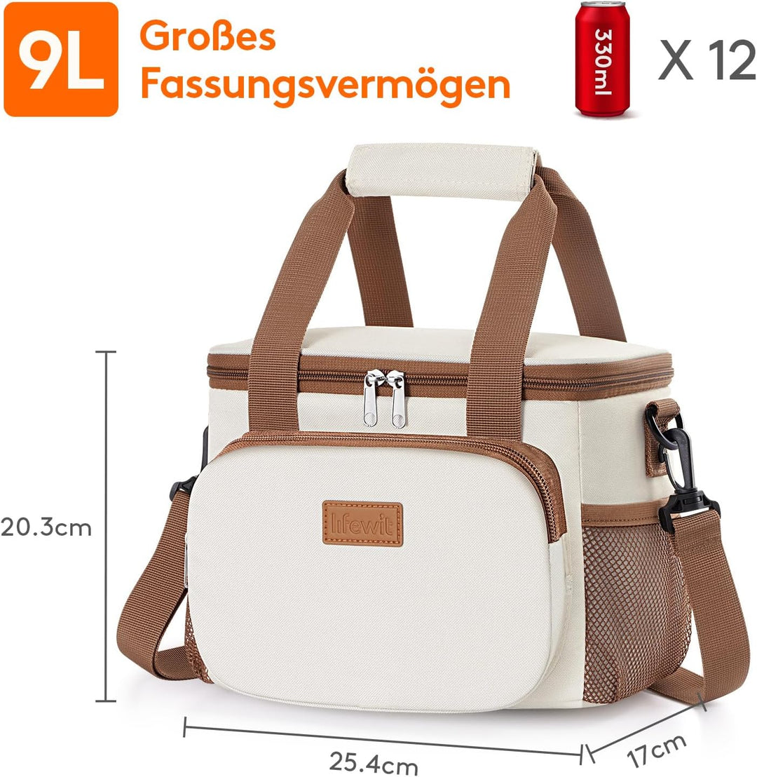 Lifewit Kühltasche klein, Isolierte Cooler Bag, Lunchtasche 9L 12 Dosen Creme 9L, Creme 9L