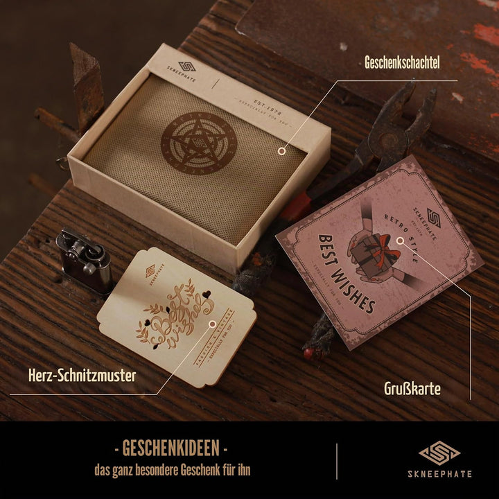Wolf Geldbörse Herren Mit Münzfach,Portemonnaie Herren Leder,Portmonee RFID Schutz,Geschenk-Ideen Br