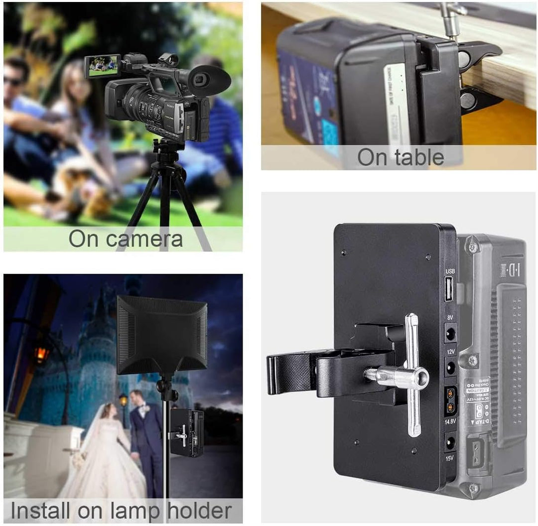 Fomito V-Lock V-Mount Batterieadapterplatte mit Superklemme für Beleuchtungsständer, Stativ, Stützst