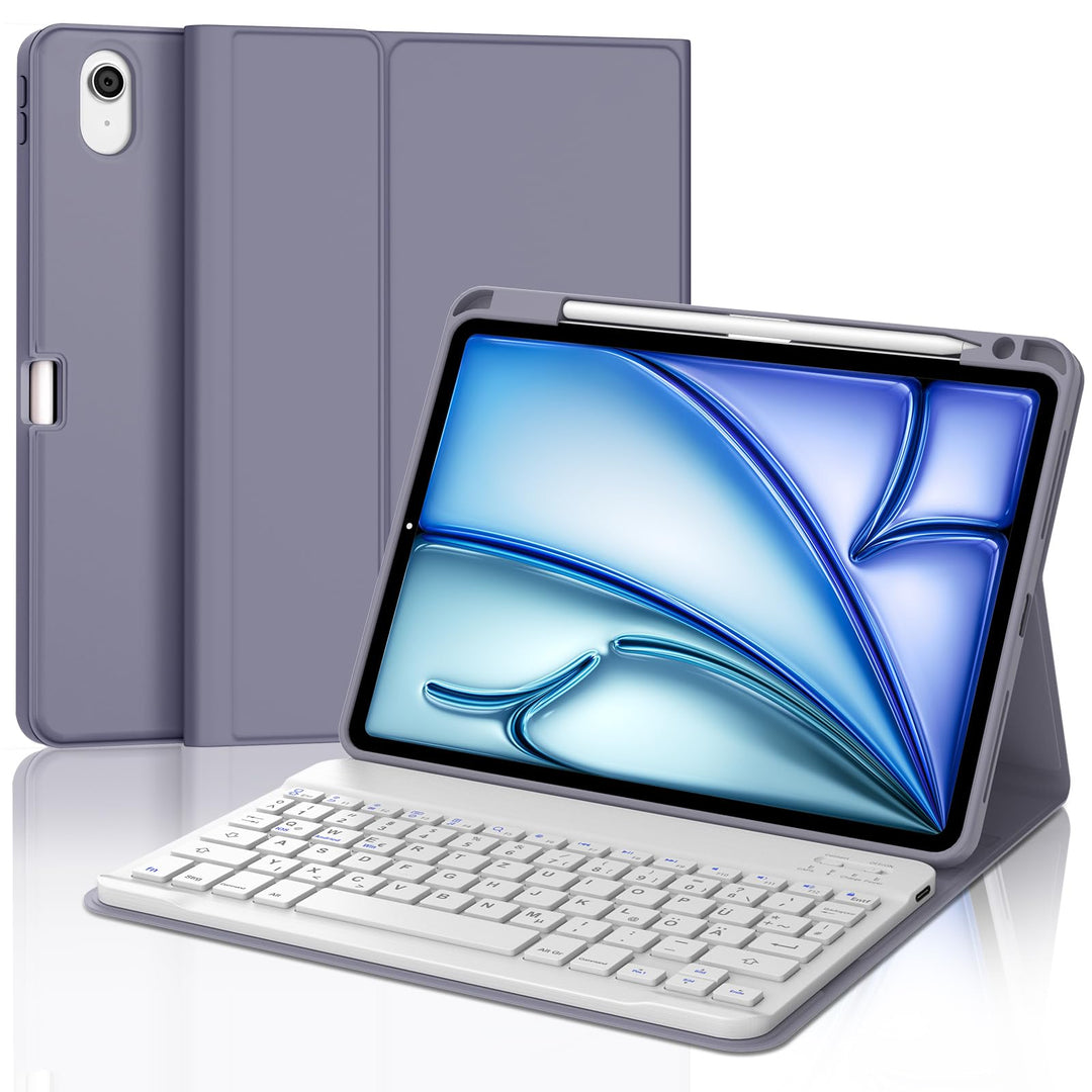 IVEOPPE Tastatur für iPad Air 11” M4 2026/M3 2025/M2 2024, Schutzhülle mit Stifthalter, Hülle mit Bl