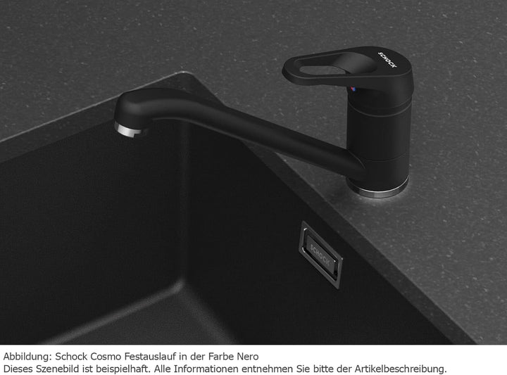 SCHOCK Küchenarmatur COSMO Onyx – Hochdruck Armatur mit Festauslauf und Standard Norm-Anschlüssen Fe