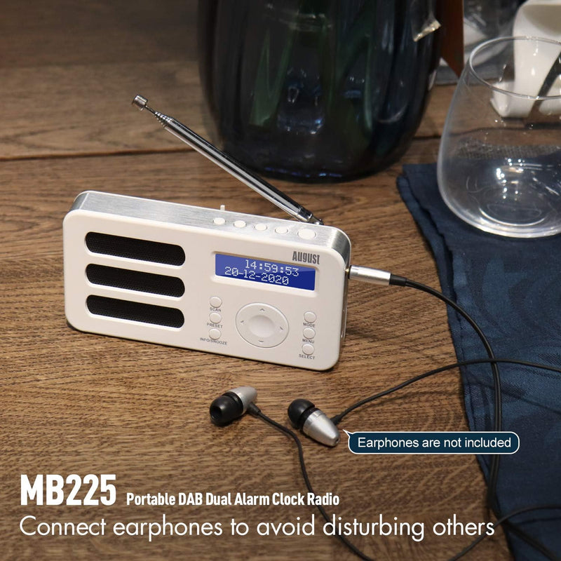 August MB225 - Tragbares Radio mit DAB+ / DAB/FM RDS-Funktion 40 Presets digitaler Radiowecker Stere