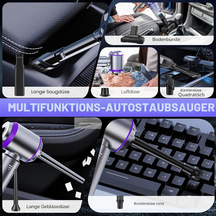 Handstaubsauger Akku,4-in-1 20000PA Handstaubsauger eingebaut 6000mAh Akku mit bürstenlosem Motor Lu