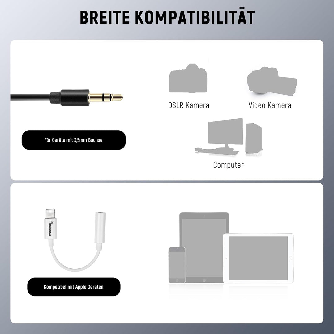 NEEWER CM5 Lav Mikrofon (2 Stück) 1,2m Wired Clip On Lavalier Lapel Omnidirektionale Kondensator 3,5