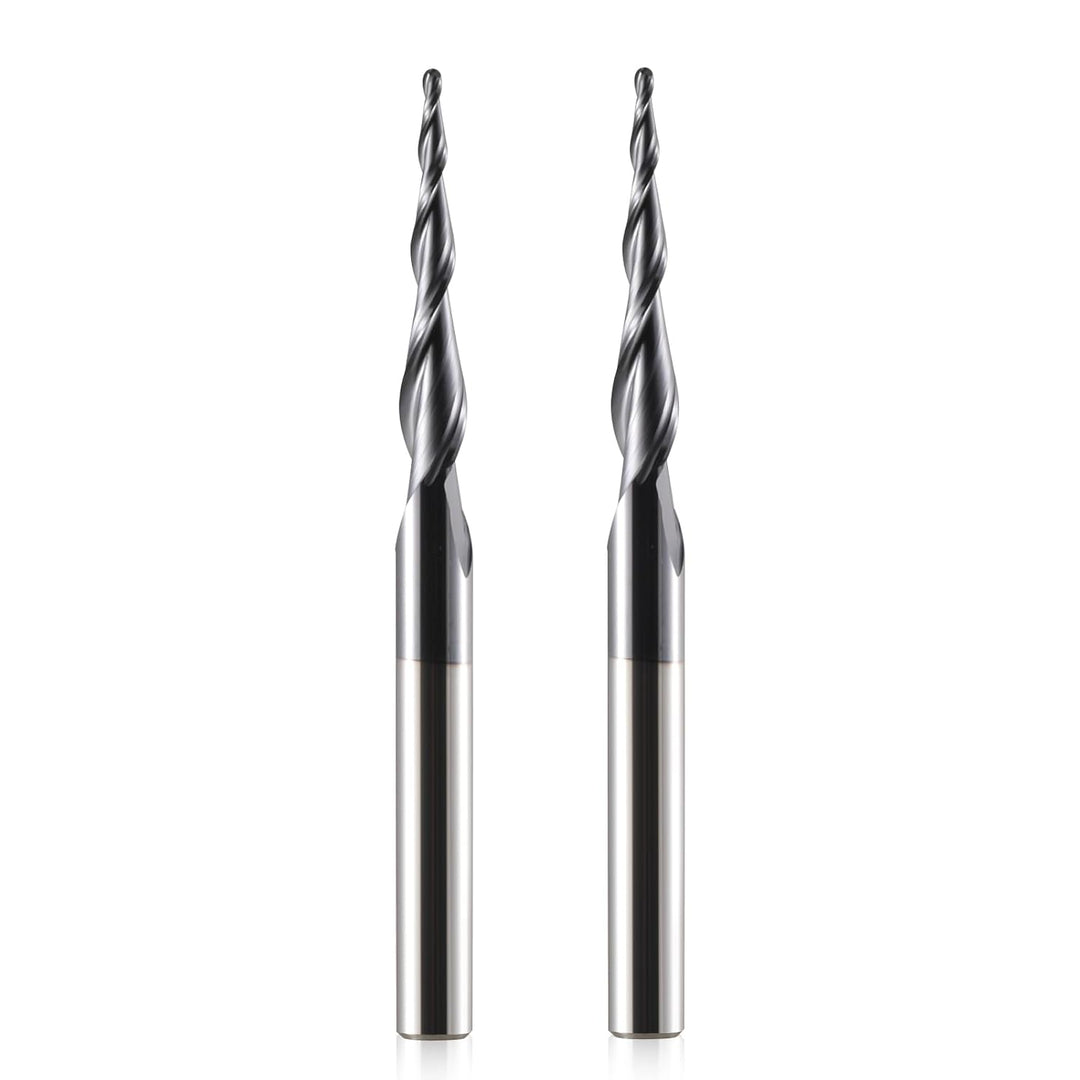 HOZLY Kugelkopffräser Konische CNC Fräser Kugelfräser 2 Stück, R0.75 Spiralnutfräser Bit 6mm Schaft