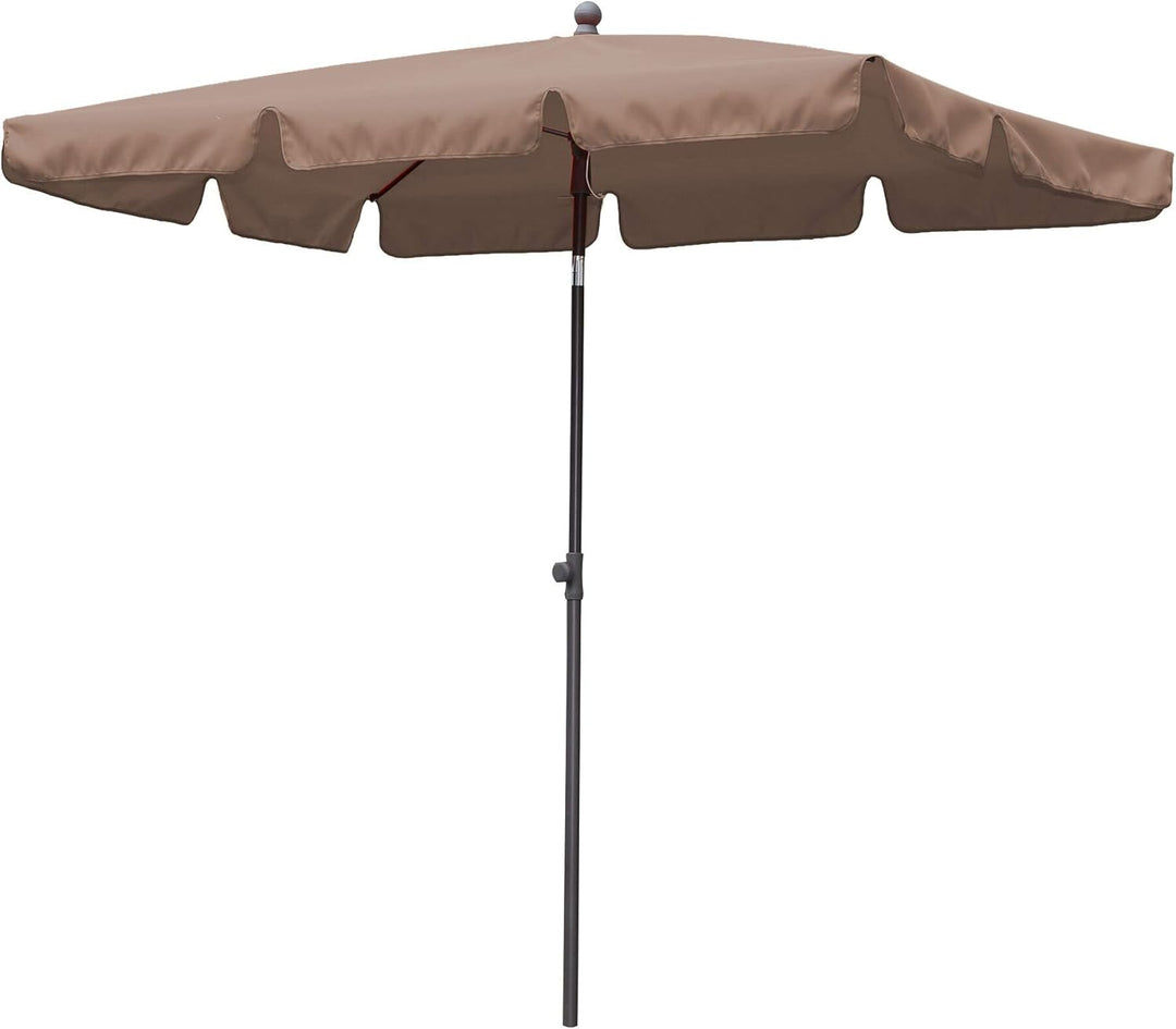 QUICK STAR Balkon Sonnenschirm 200x125cm Balkonschirm Rechteckig Knickbar Taupe Gartenschirm UV 50