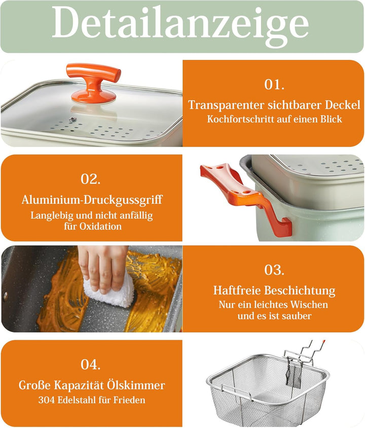 Multifunktionstopf aus Gusseisen – Dampfgarer, Dampfgarer Topf & Multikocher zum Kochen, Braten, Sch