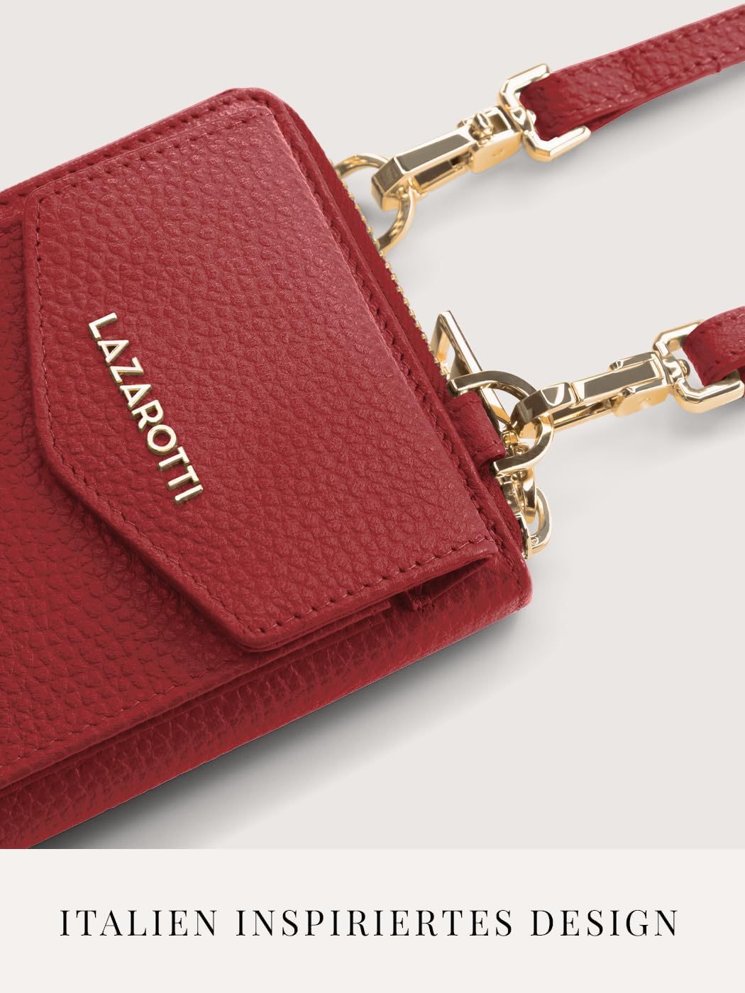 Lazarotti Bologna XL Leder Damen-Geldbörse &amp; Handytasche (2-in-1) | 16 Kartenfächer | zum Umhängen m