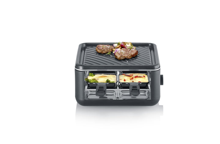 SEVERIN Mini Raclette-Grill für 4 Personen, kleines Raclette mit antihaftbeschichteter Grillplatte,