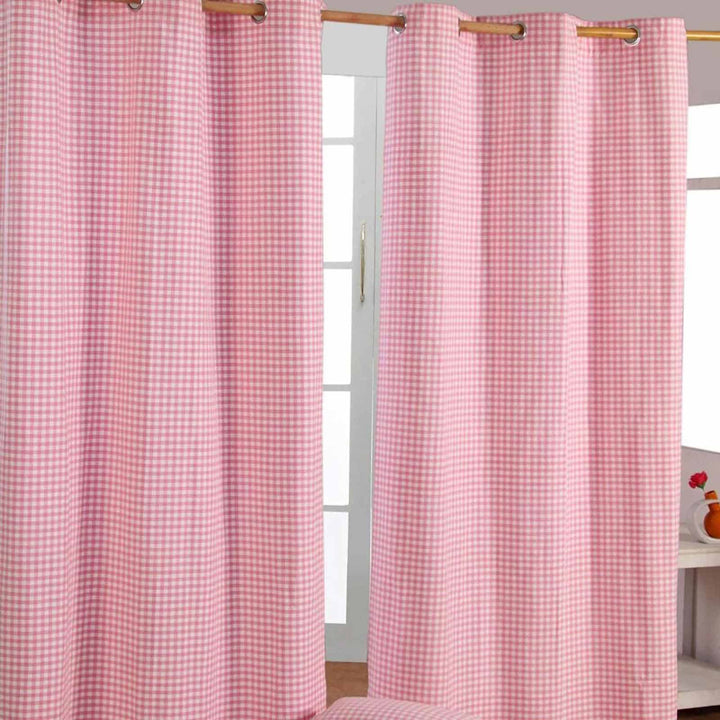 HOMESCAPES handgewobener Vorhang Ösenvorhang Dekoschal Gingham im 2er Set, 137 x 182 cm, 100% Reine