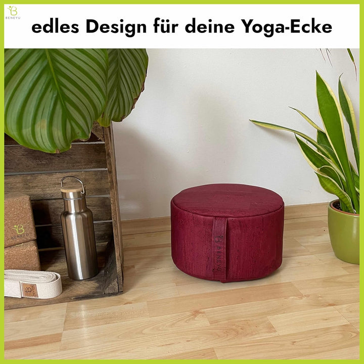 Meditationskissen 𝒂𝒖𝒔 𝑲𝒐𝒓𝒌 - Made in EU (𝐏𝐨𝐫𝐭𝐮𝐠𝐚𝐥) - Wasserabweisendes &amp; Formstabiles Kork Yogakisse