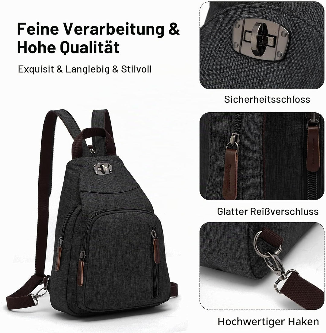 FANDARE Retro Brusttasche Sling Bag Klein Rucksack Schulranzen Umhängetasche Schulrucksack Sporttasc