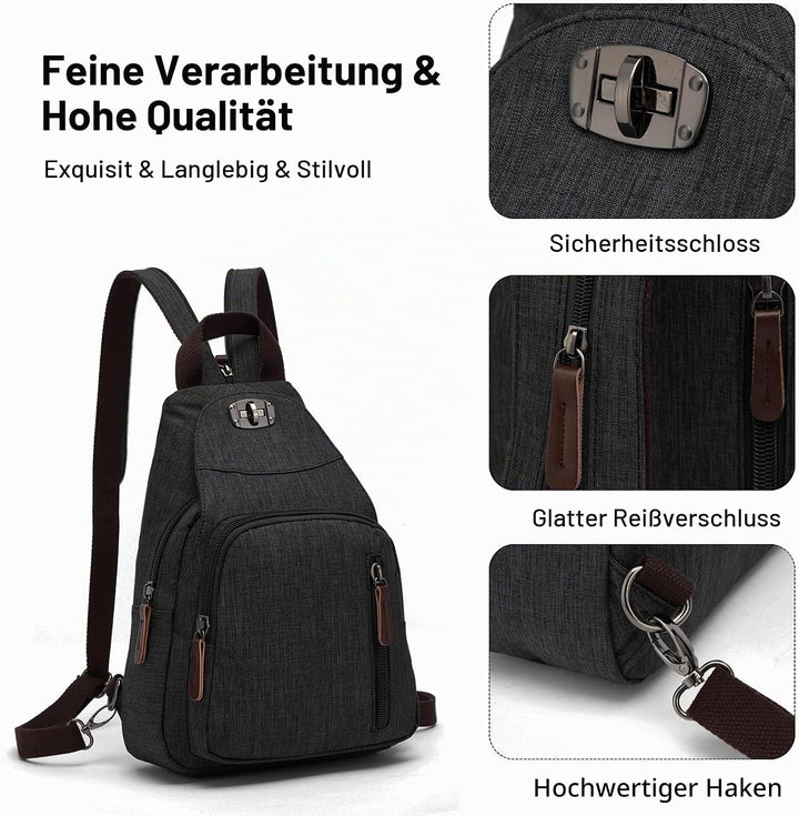 FANDARE Retro Brusttasche Sling Bag Klein Rucksack Schulranzen Umhängetasche Schulrucksack Sporttasc
