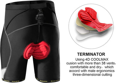 Santic Radlerhose Herren Kurz mit Sitzpolster Radhose Herren Kurz Fahrradhose Herren Gepolstert Rads