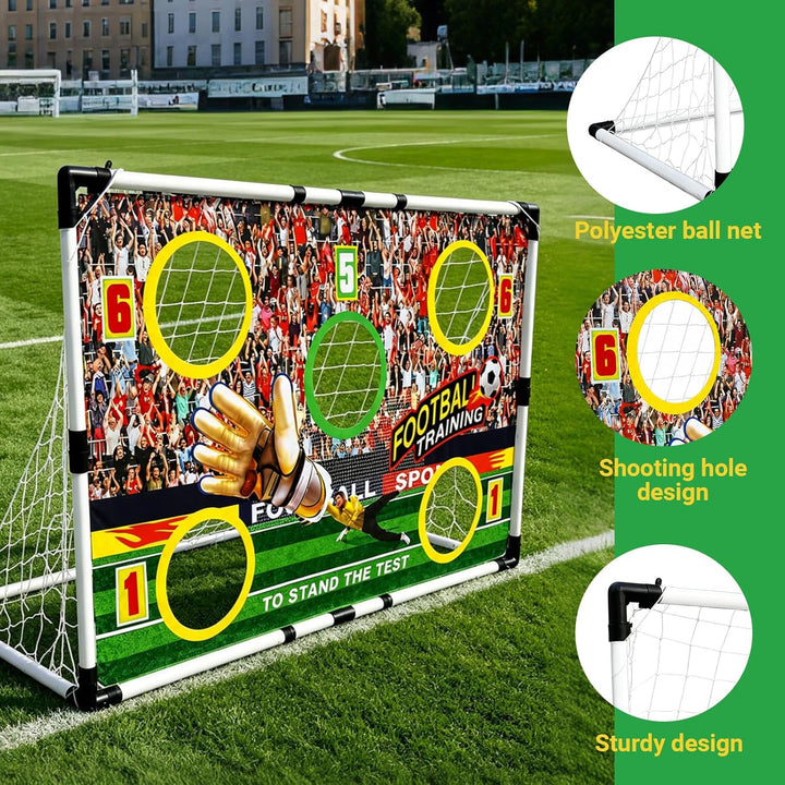 2-in-1 Fussballtor für Kinder, 120 * 78cm, Tragbares &amp; Stabiles Fussballtore mit 5 Zielbereichen fus