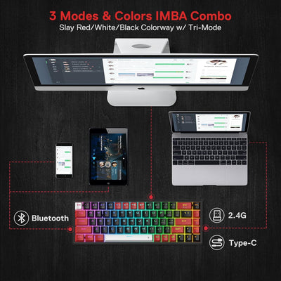 Redragon K631 Pro 65% Wireless RGB Gaming Tastatur, 68 Tasten Hot-swap-fähige Kompakte Mechanische T