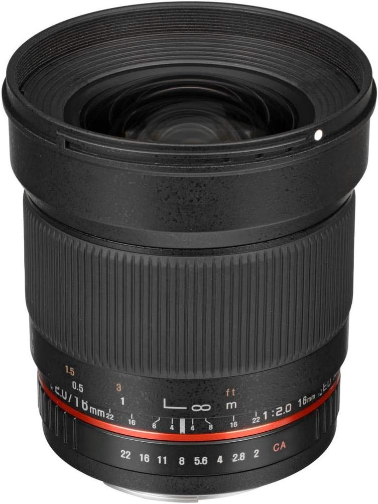 Rokinon 16M-C 16mm f/2.0 asphärisches Weitwinkelobjektiv für Canon EF Kameras Canon EOS, Canon EF-S