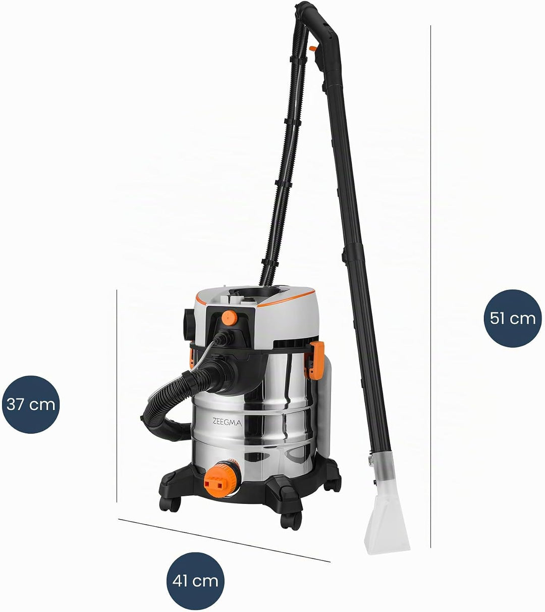Zonder Pro AQUA Waschsauger – 1400W Nass- &amp; Trockensauger mit Sprühextraktion, 4L Frischwassertank,