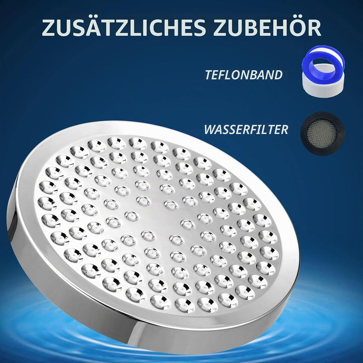 Voolan Hochdruck Regendusche, 15cm Fester Regenduschkopf, Luxuriöser Brausekopf mit Chrom-Finish, Ei
