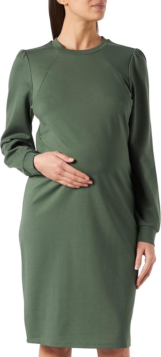Noppies Damen Dress Nursing Long Sleeve Kalida Kleid 34 Duck Green - P721, 34 Duck Green - P721