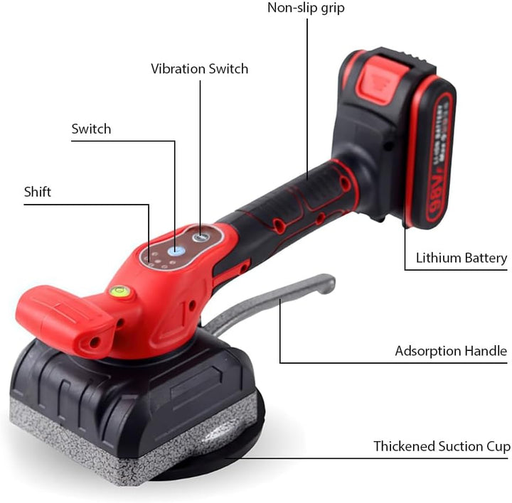 Fliesen, Saugnapf, 21 V, Fliesenmaschine, anpassbar, 60 kg (2 Batterie) | Vibrationsgerät, kabellos,
