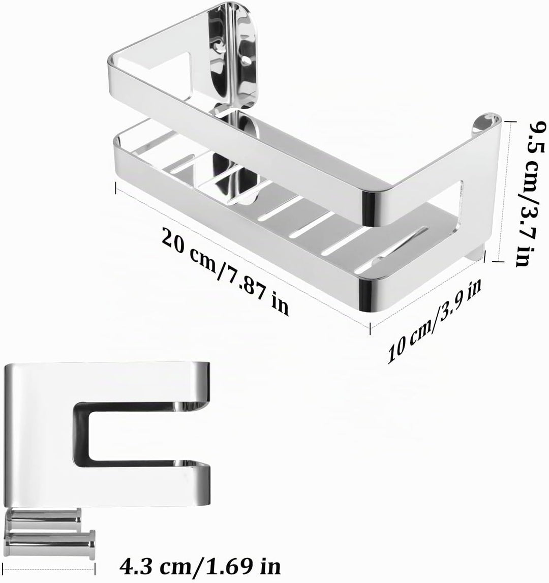 Duschablage Edelstahl Badezimmer Organizer, Duschregal mit Haken für Shampoo und Duschgel (Silber) (