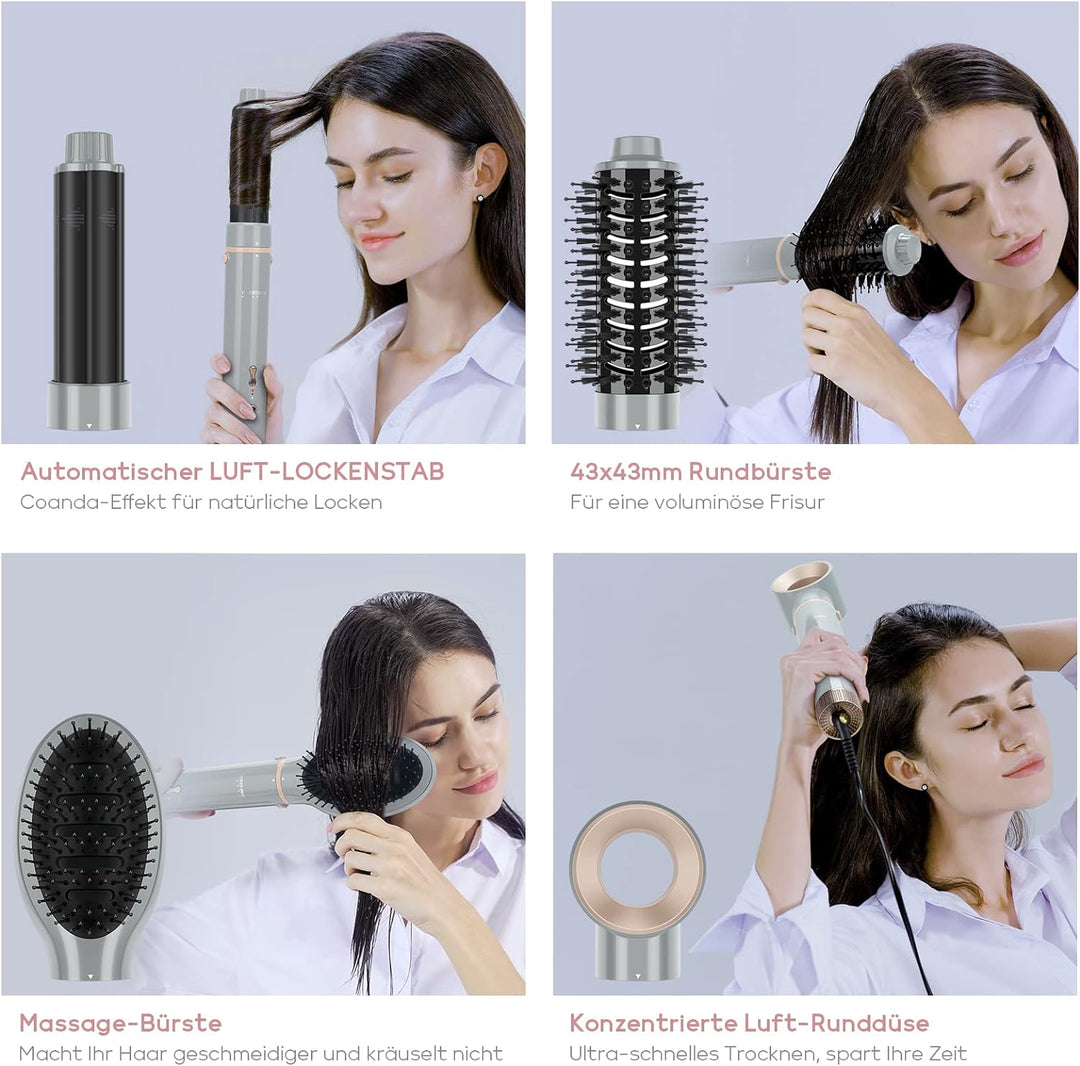5 IN 1 MaxAIR Styler, PARWIN PRO BEAUTY Haartrockner Warmluftbürste Set, Rundbürstenföhn, Lockenstab