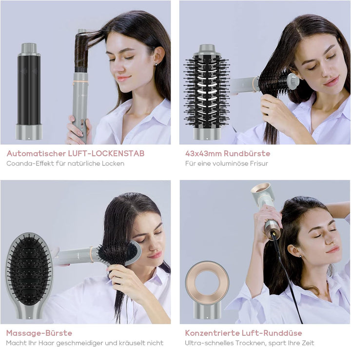 5 IN 1 MaxAIR Styler, PARWIN PRO BEAUTY Haartrockner Warmluftbürste Set, Rundbürstenföhn, Lockenstab