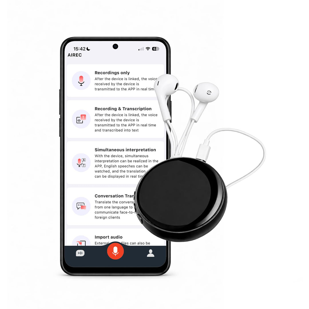 KI-Sprachrekorder von MMOBIEL – 32GB Rundes Digitales Diktiergerät mit App-Steuerung, KI-Transkripti