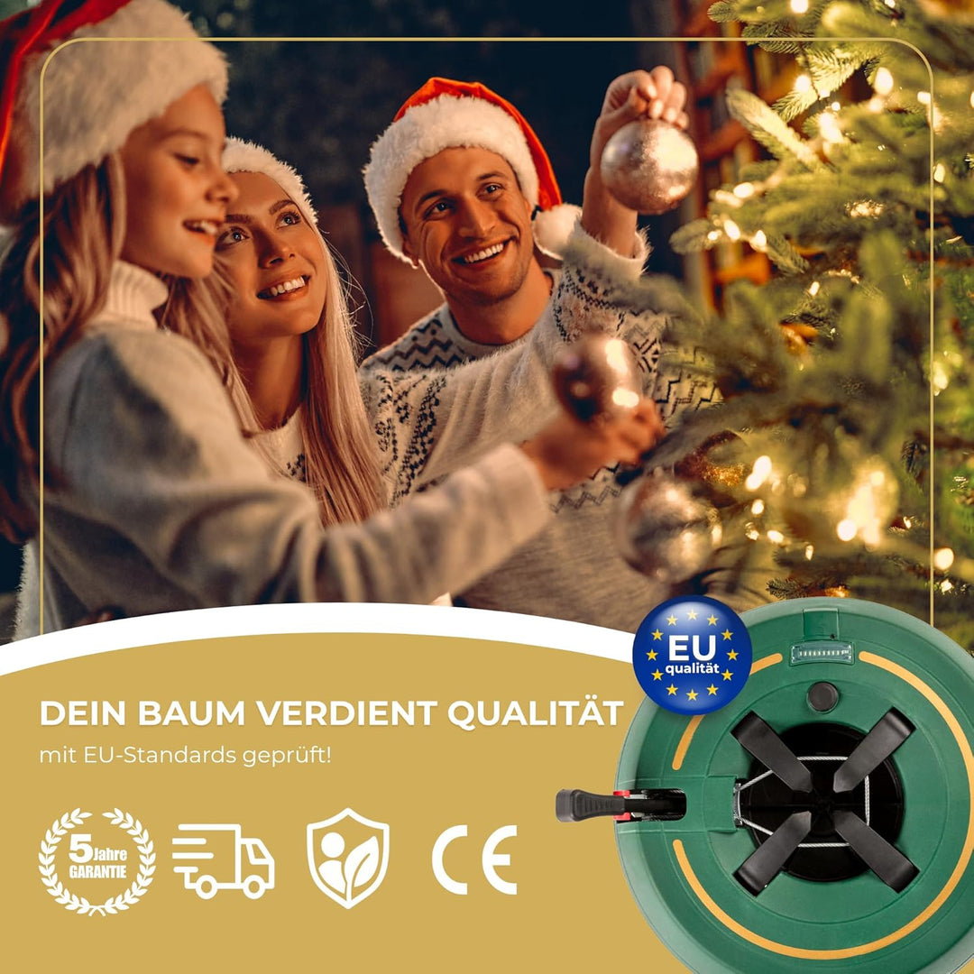 Kamai Stabiler Christbaumständer für Baumhöhe bis 2m, mit Fusspedal und Einseiltechnik, inkl. 2L Was