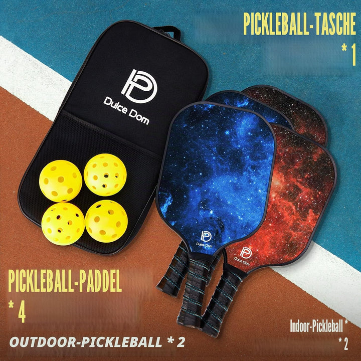 DULCE DOM Pickleball-Paddel, USAPA genehmigtes Pickleball-Set mit 4 Premium-Holz-Pickleball-Paddeln,