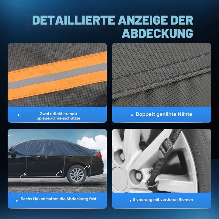 Halbgarage für Auto Winter,PKW Halbgarage Oben Wasserdicht Atmungsaktiv Autoabdeckung,Abdeckplane Ha