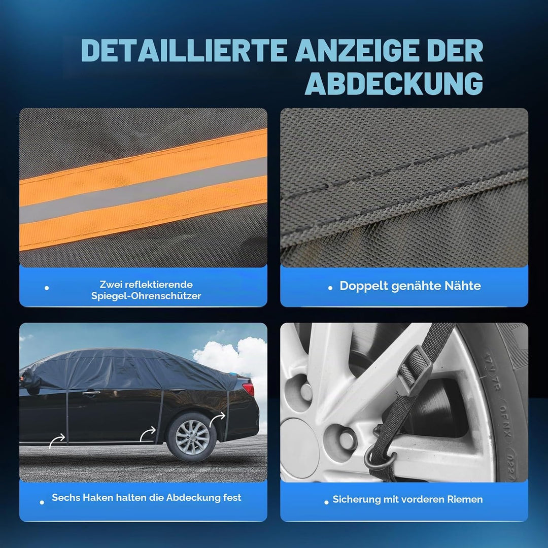 Holthly Halbgarage für Auto Winter SUV,Halbgarage Oben Wasserdicht Atmungsaktiv Autoabdeckung,Abdeck