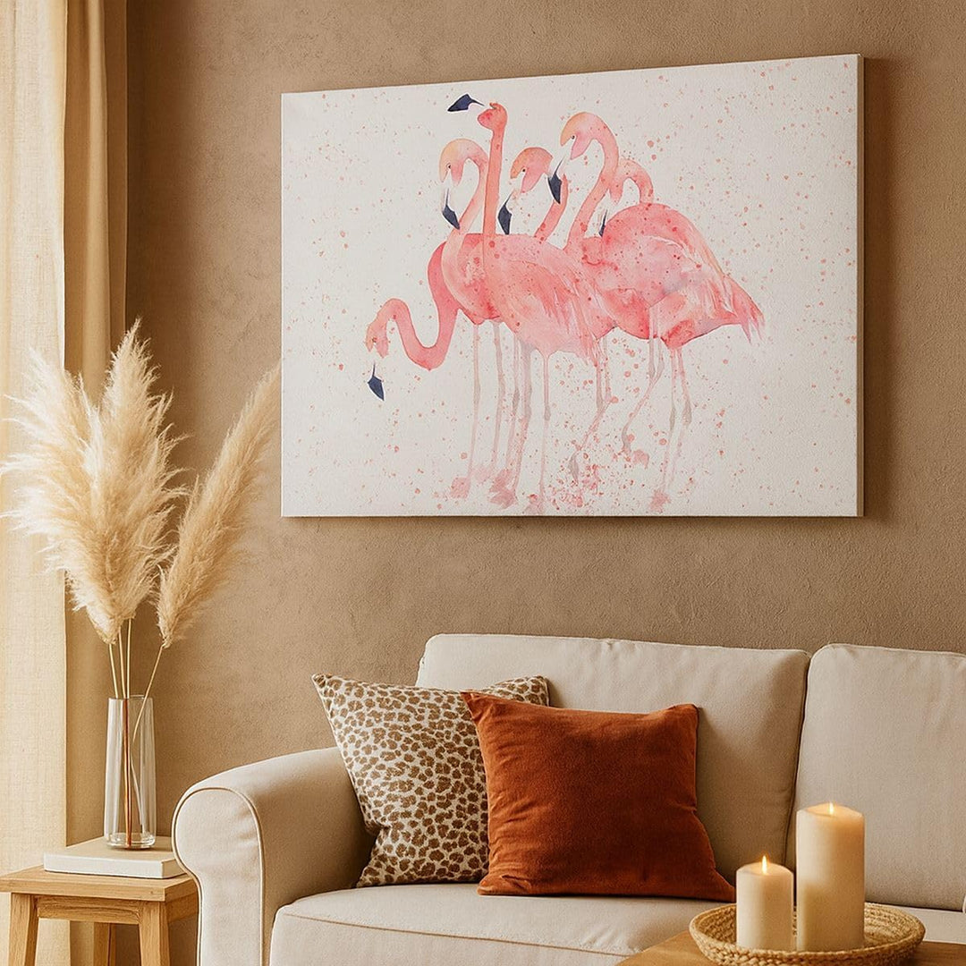 ARTTOR Bilder auf Leinwand 100x70cm Leinwandbild Flamingo Vogel Wasser Gross Wanddeko Bild Schlafzim