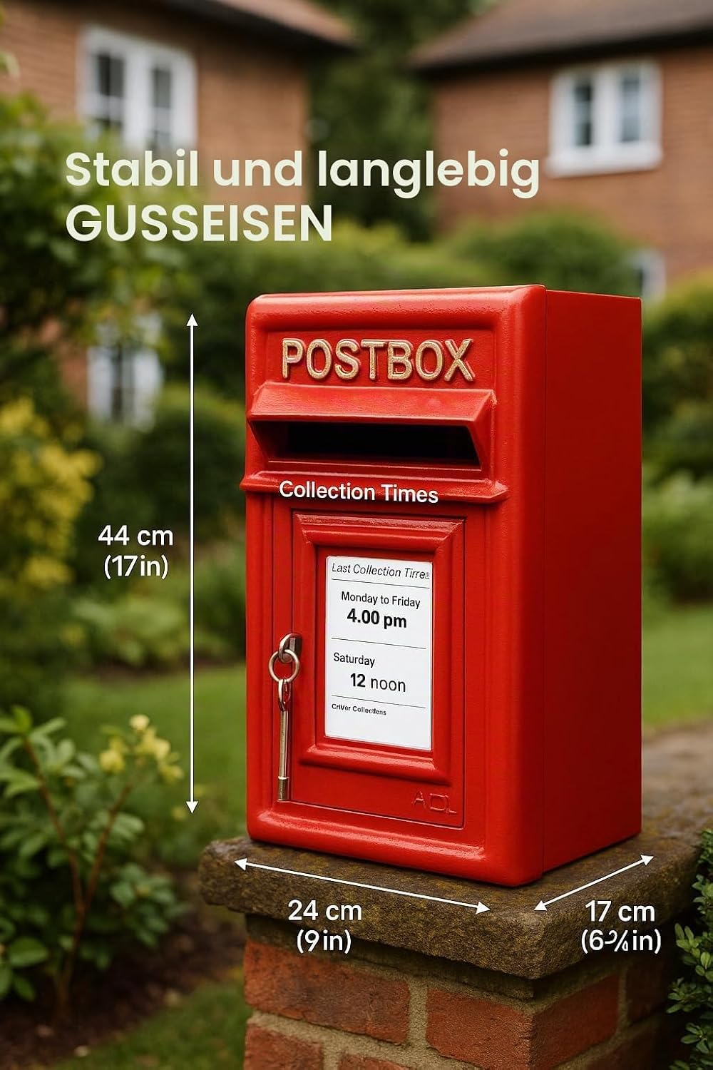 Assorted Collections Wandbriefkasten | Klassischer grosser Briefkasten | Abschliessbar mit 2 Schlüss