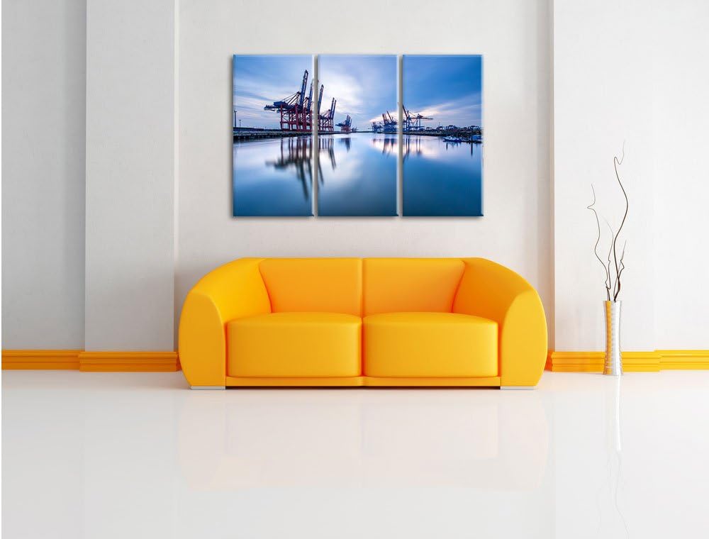 Pixxprint Hafen im Abendschein als Leinwandbild/Grösse: 3 Teilig (120x80) cm/Wandbild/Kunstdruck/fer