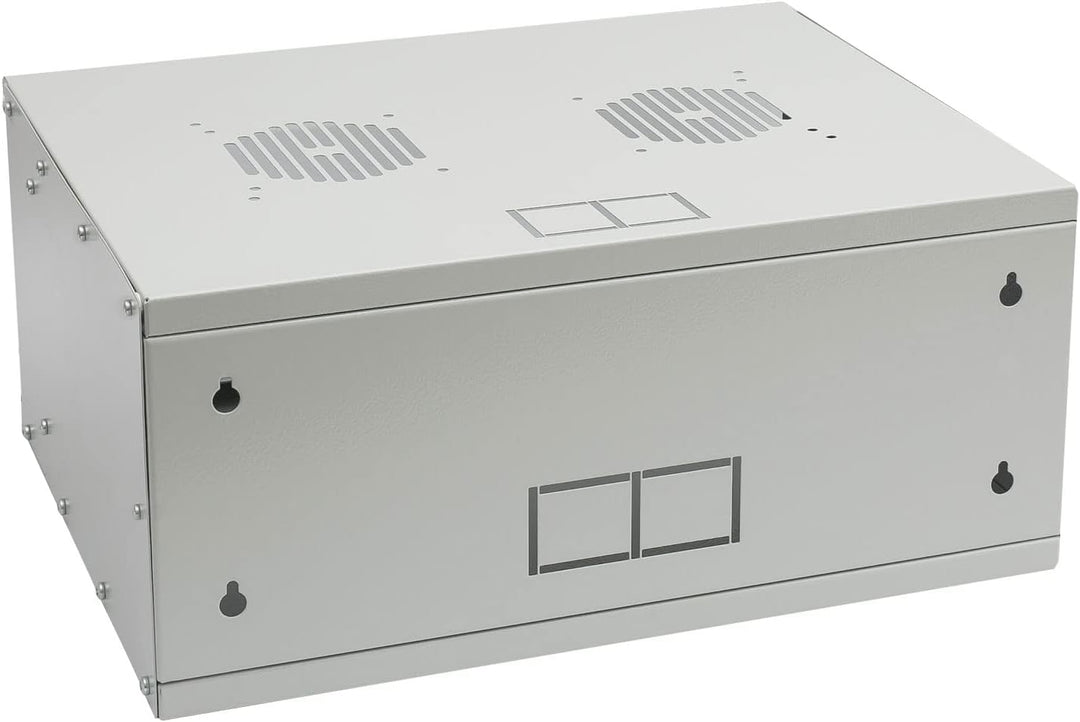 HMF 65704-07 Netzwerkschrank, Serverschrank 19 Zoll | 4 HE | 400 mm Tiefe | Glastür | Lichtgrau 4 HE