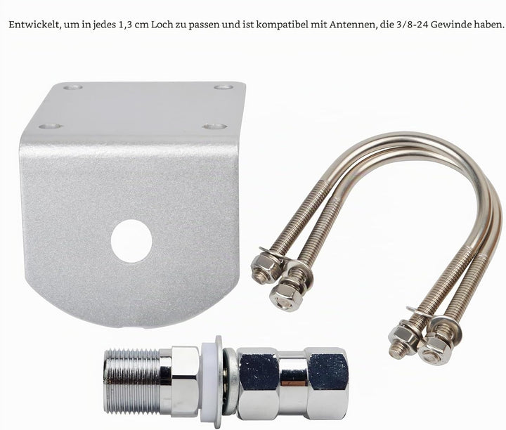 HYS CB-Antennenhalterung 丨 Mit SO239-Bolzen 丨 Antennenmast-Befestigungssätze 丨 Hochleistungs-U-Bolze